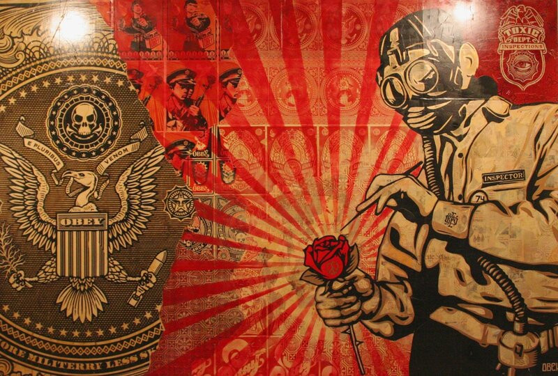 Soldier in Gas Mask — Red, Dramatic, Illustration, Gas Mask