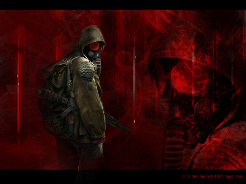 Soldier in Gas Mask — Red, Dramatic, Tense