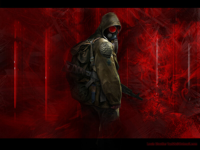 Soldier in Gas Mask — Red