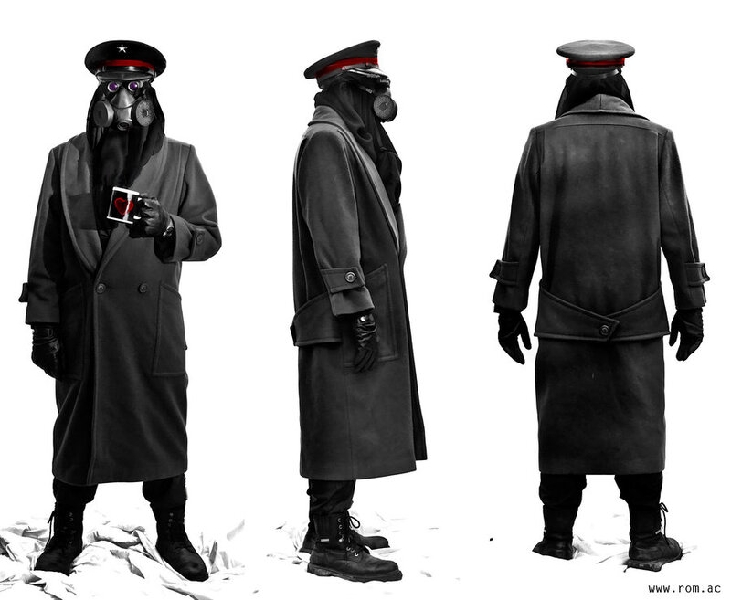 soldier in gas mask uniform