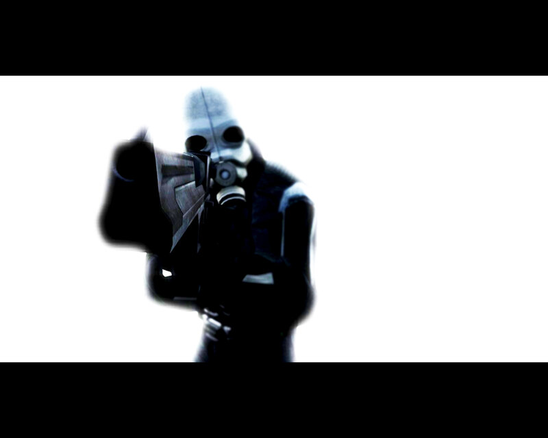 Soldier in Gas Mask — White
