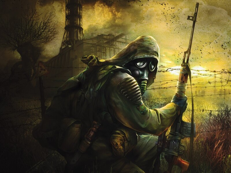 Soldier in Gas Mask — Yellow, Dramatic
