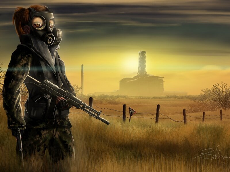 Soldier in Gas Mask — Yellow