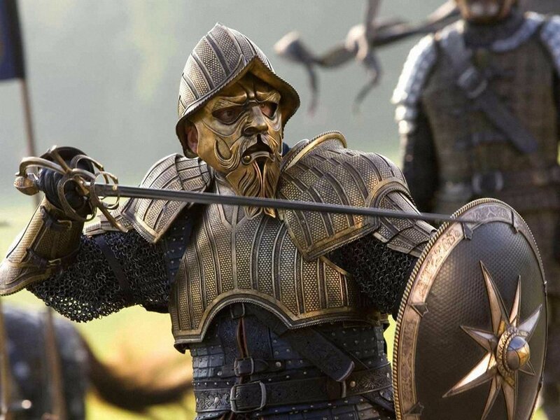 Soldier in Golden Armor — Gold, Dramatic, Afternoon