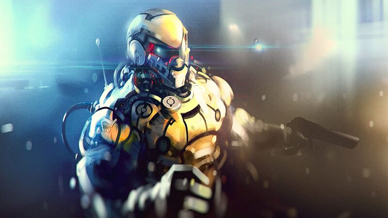 Soldier in Golden Armor — Gold, Dramatic, Digital Art