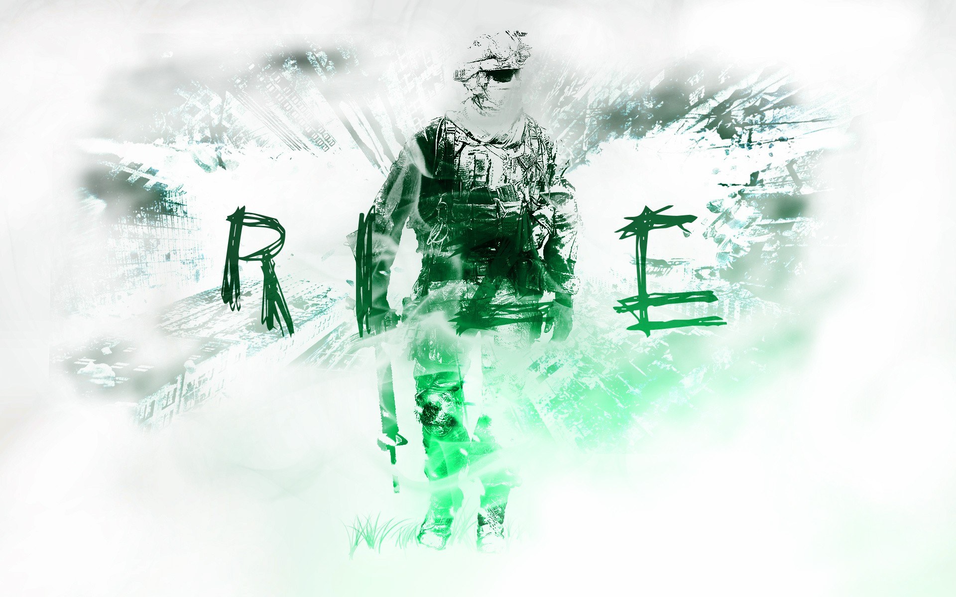 soldier in green mist