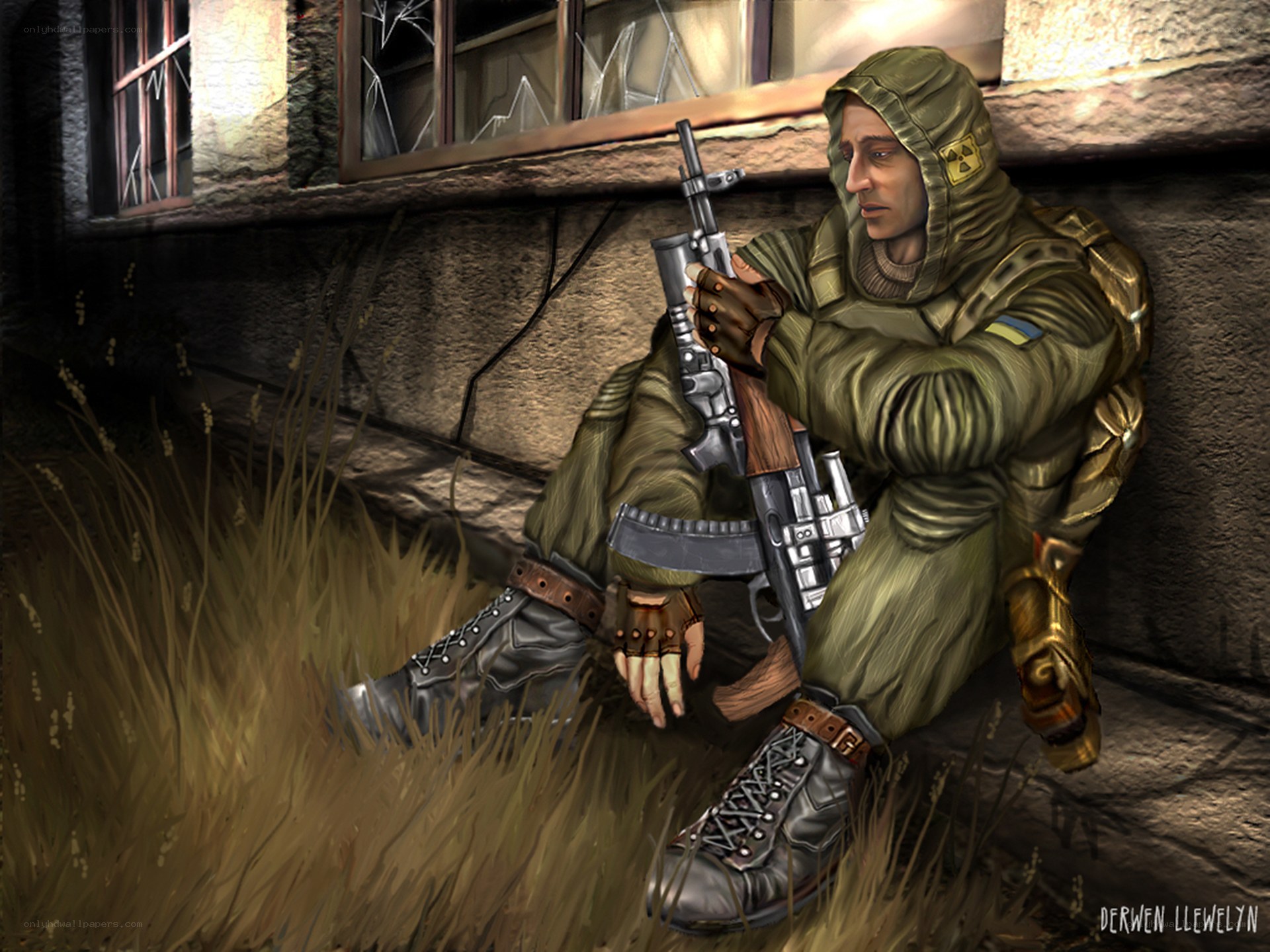 soldier in hazmat suit