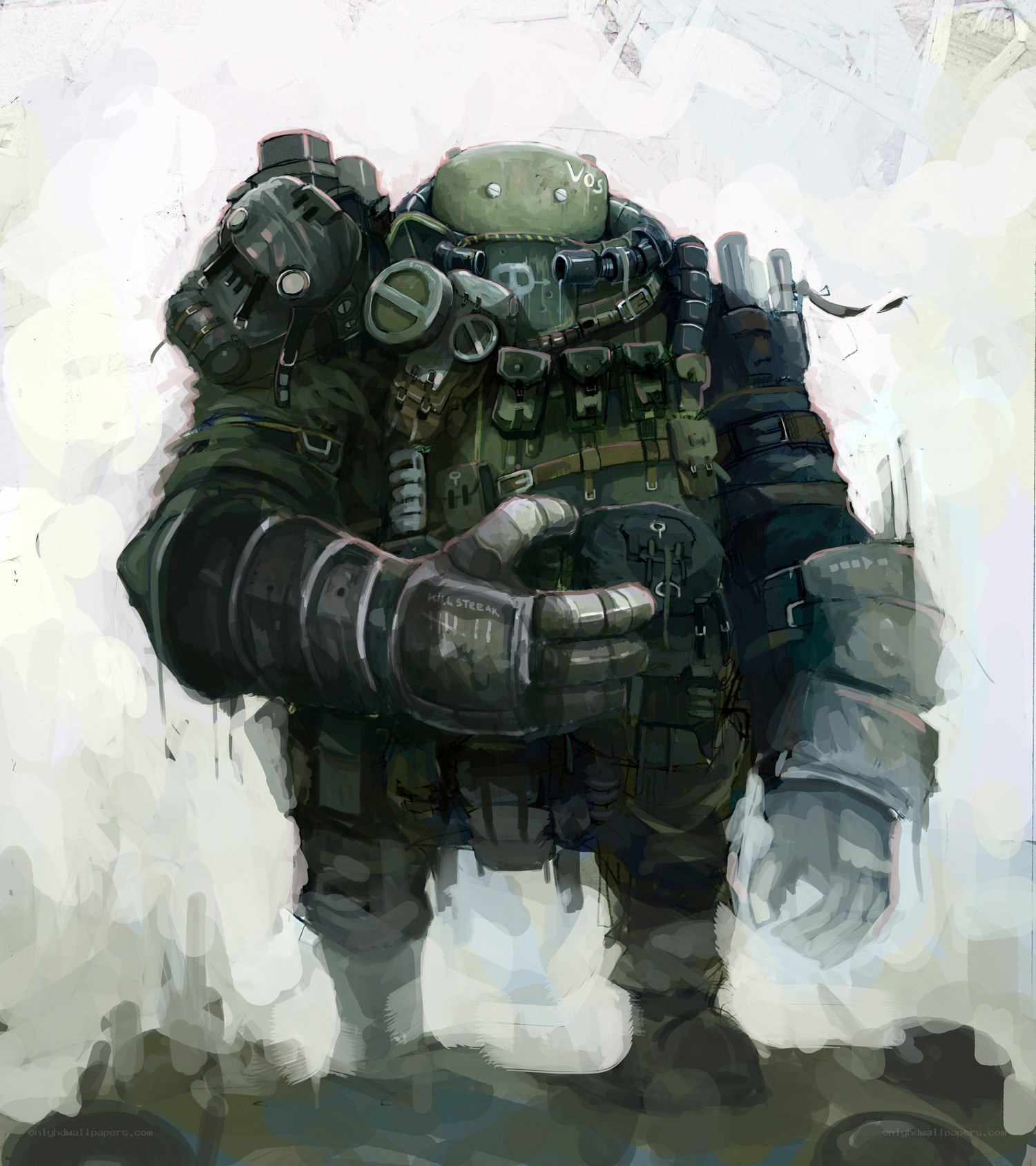 soldier in heavy armor