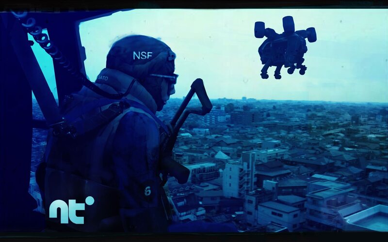 Soldier in Helicopter — Blue, Dramatic, Afternoon, Digital Art