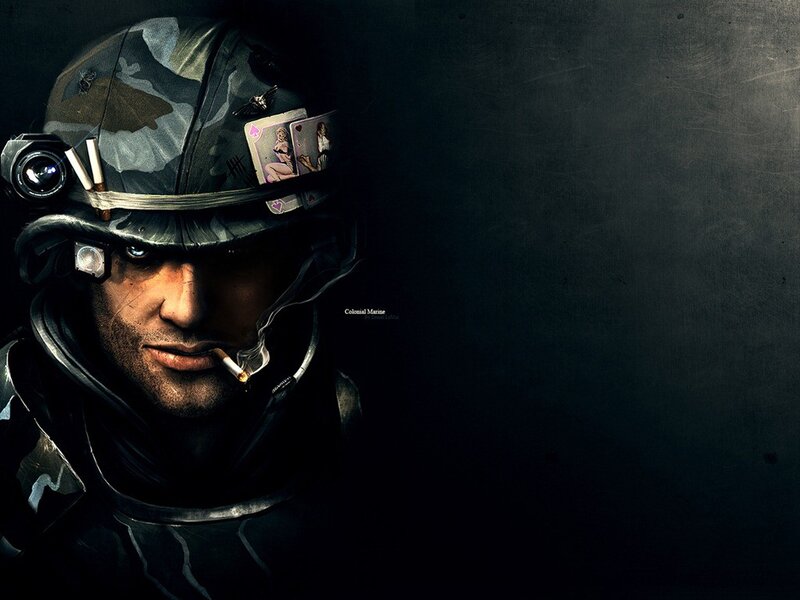 Soldier in Helmet — Black, Dark