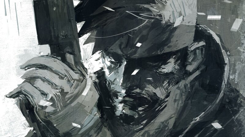 Soldier in Helmet — Black, Dramatic, Digital Art