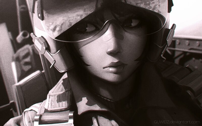 Soldier in Helmet — Black, Serious