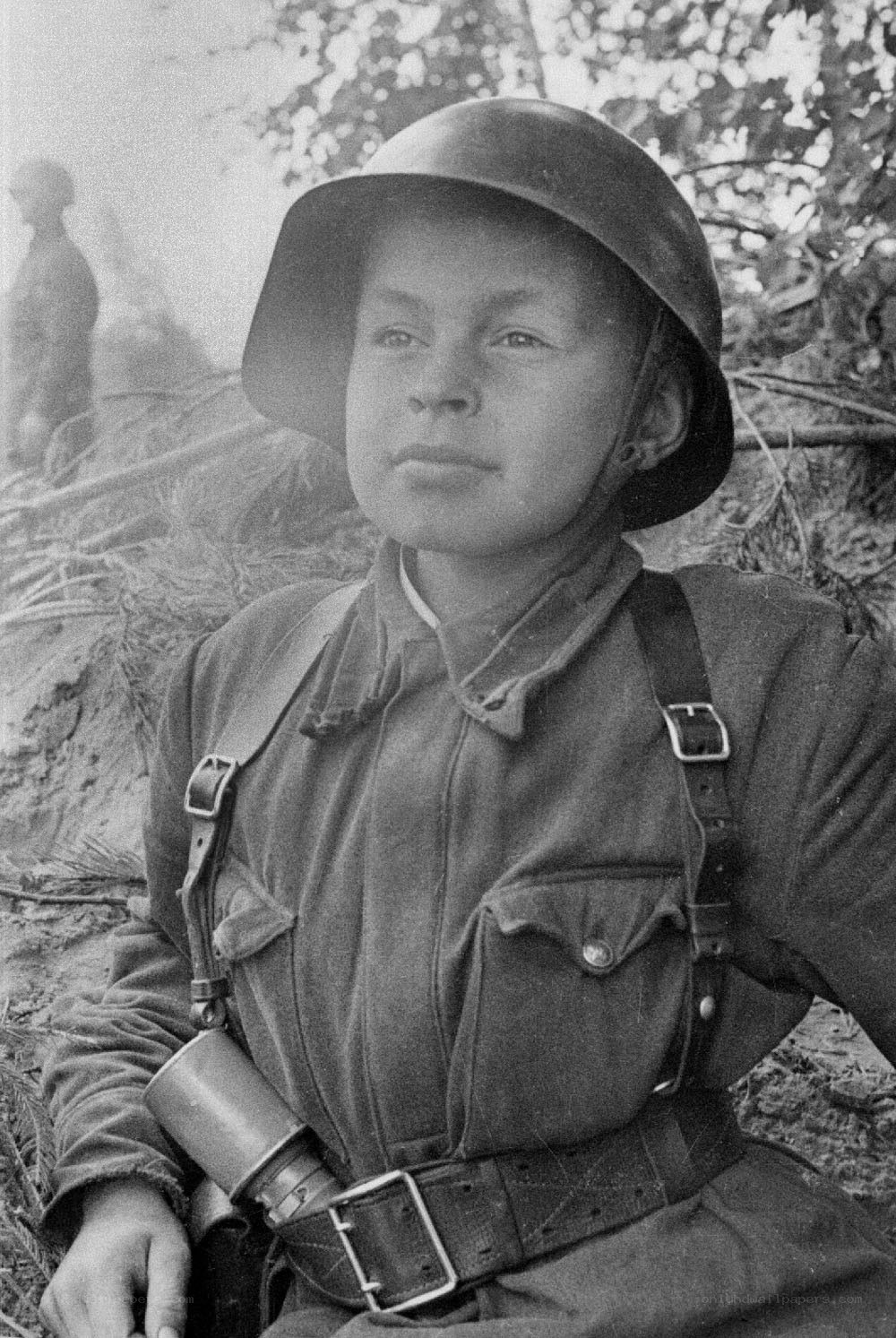 Soldier in helmet during war