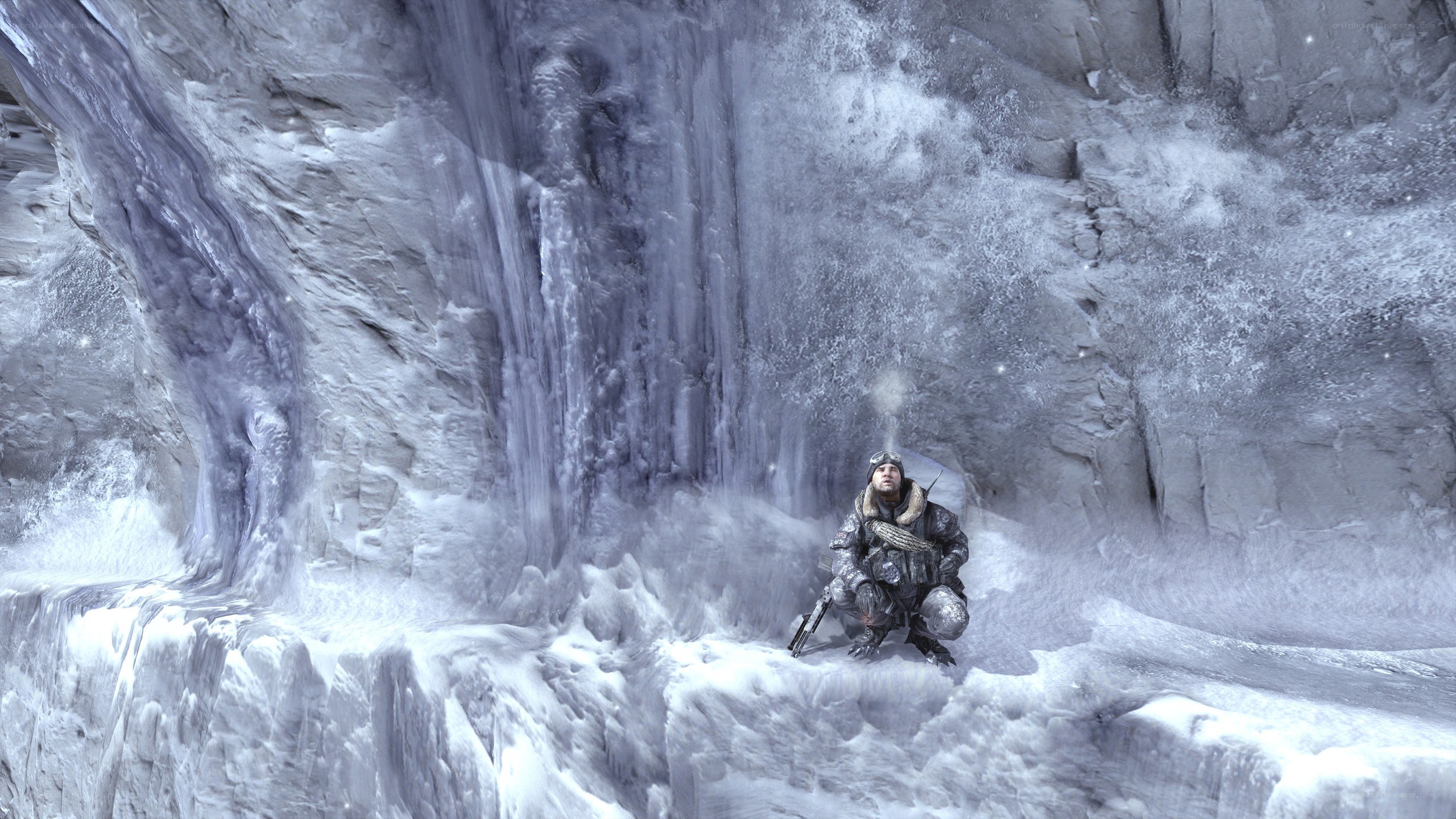 soldier in icy cave