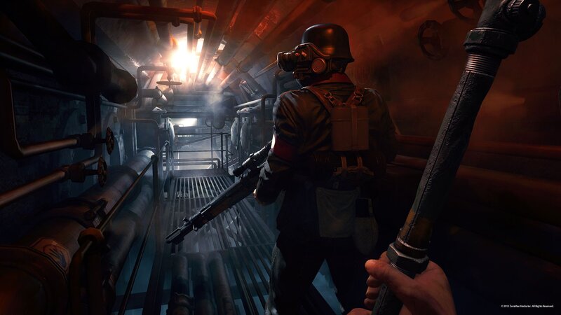 Soldier in Industrial Corridor — Black