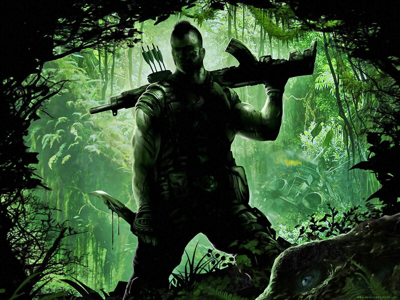 Soldier in jungle forest