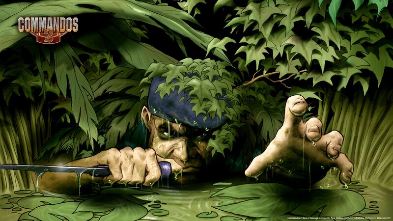 Soldier in Jungle — Green, Tense, Digital Art, Knife, Water, Brown