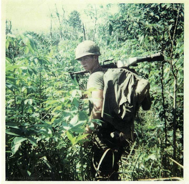 Soldier in jungle terrain