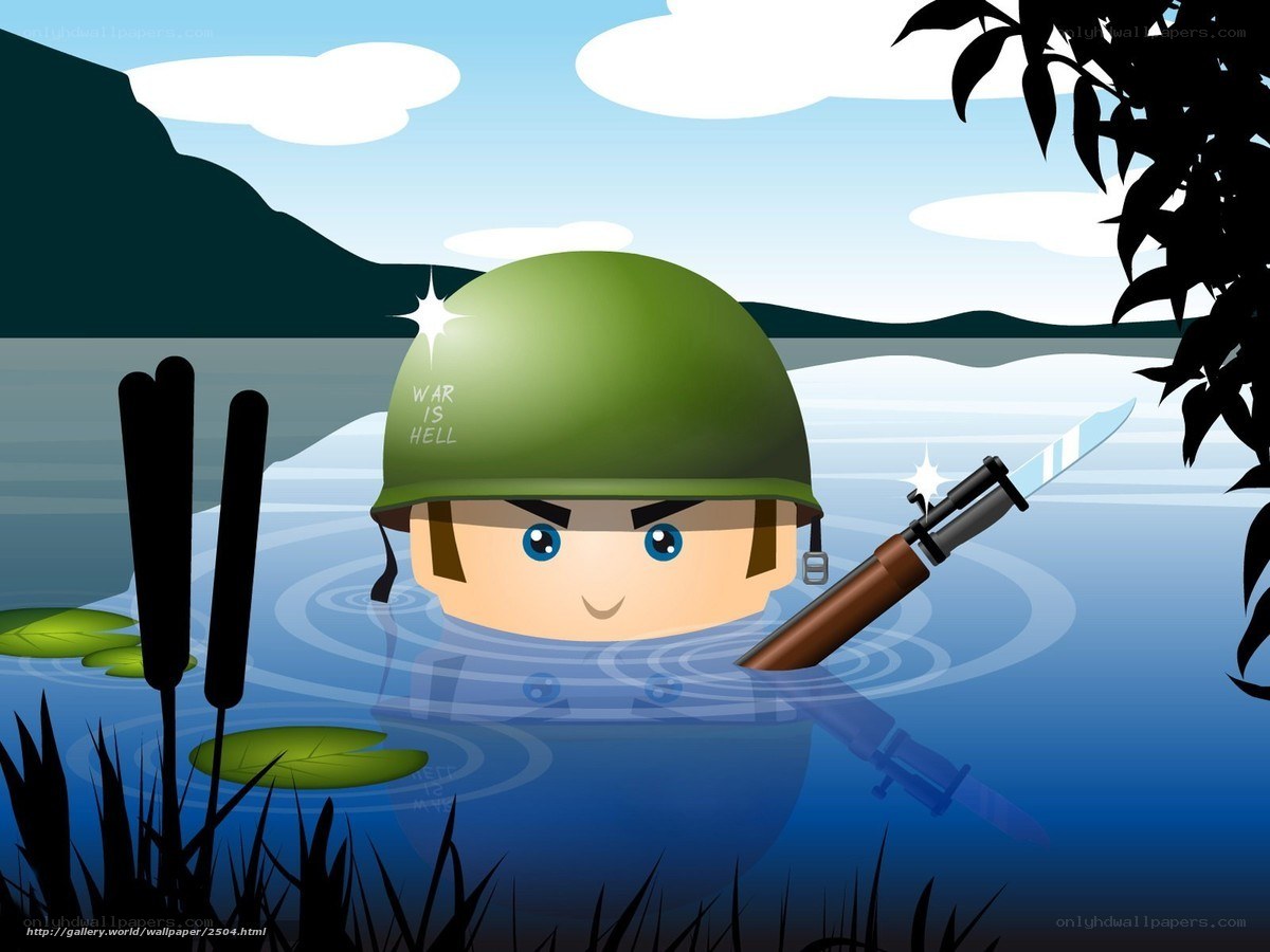 soldier in lake with knife