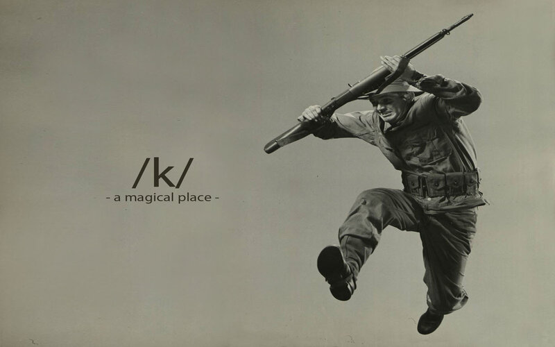 soldier in mid-air with rifle