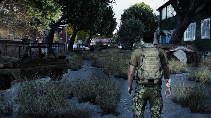 Soldier in Overgrown Street