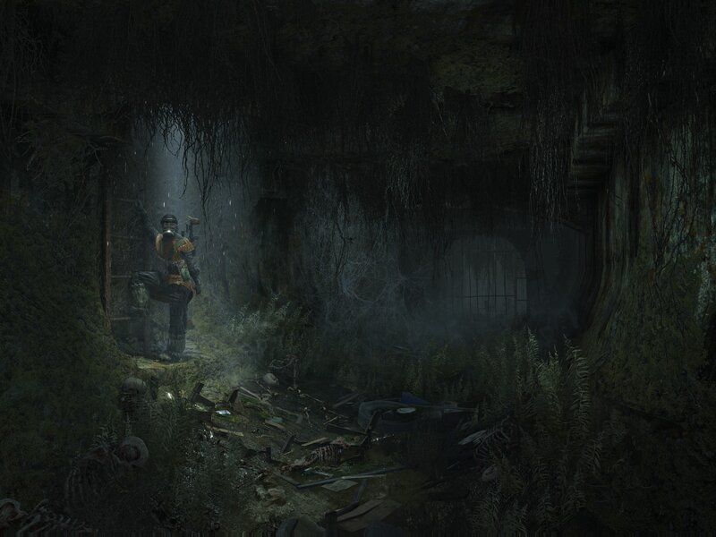 Soldier in Overgrown Tunnel