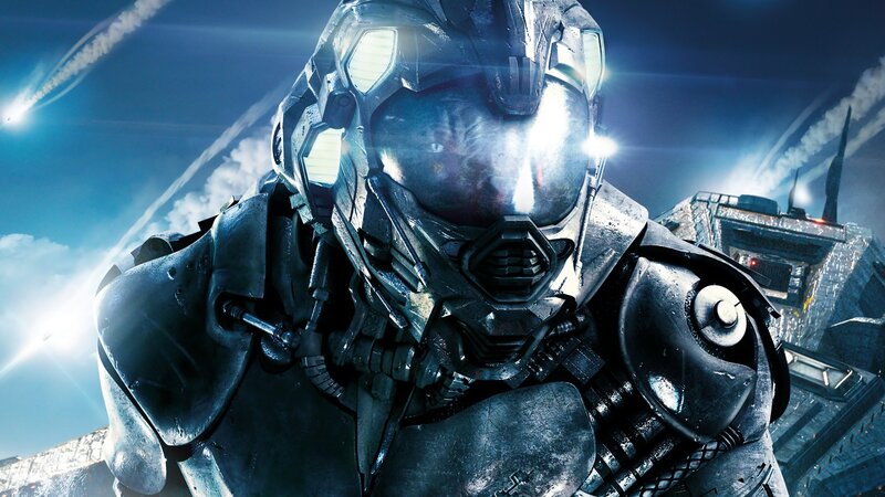 Soldier in Powered Armor — Blue, Dramatic, Night