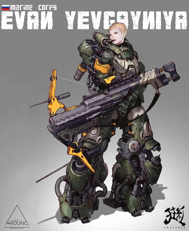Soldier in Powered Armor — Green, Dramatic, Digital Art