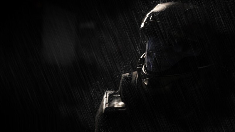 soldier in rain at night