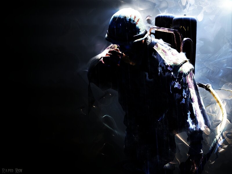 soldier in rain with backpack