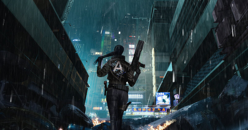 Soldier in Rainstorm — Blue