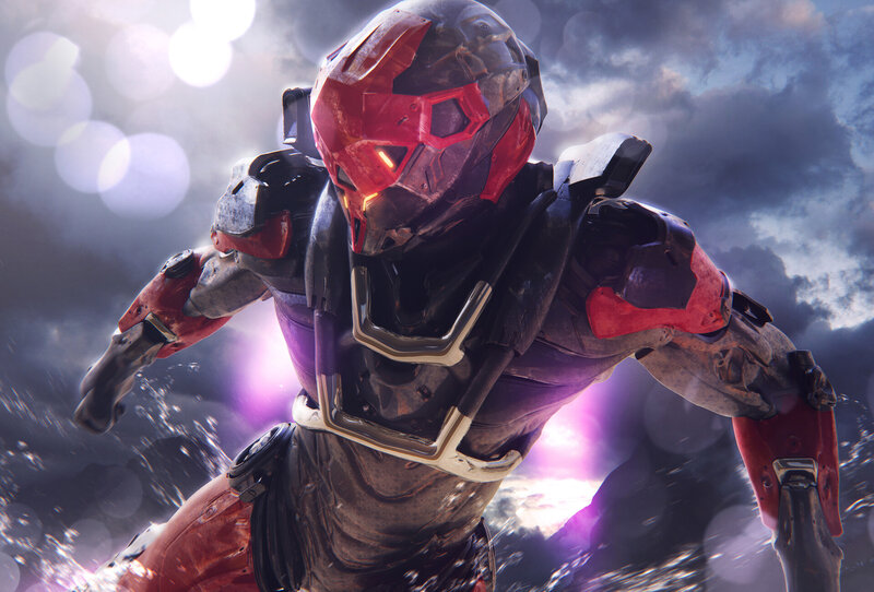 Soldier in Red Armor — Dramatic, 3d Render, Helmet