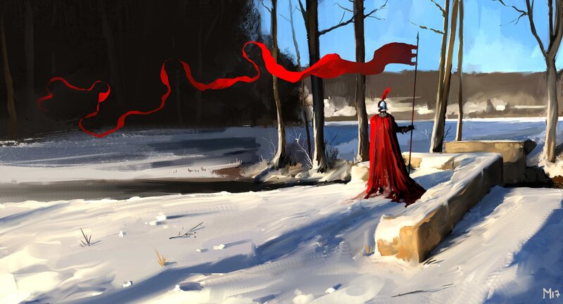 Soldier in Red Cloak — Dramatic