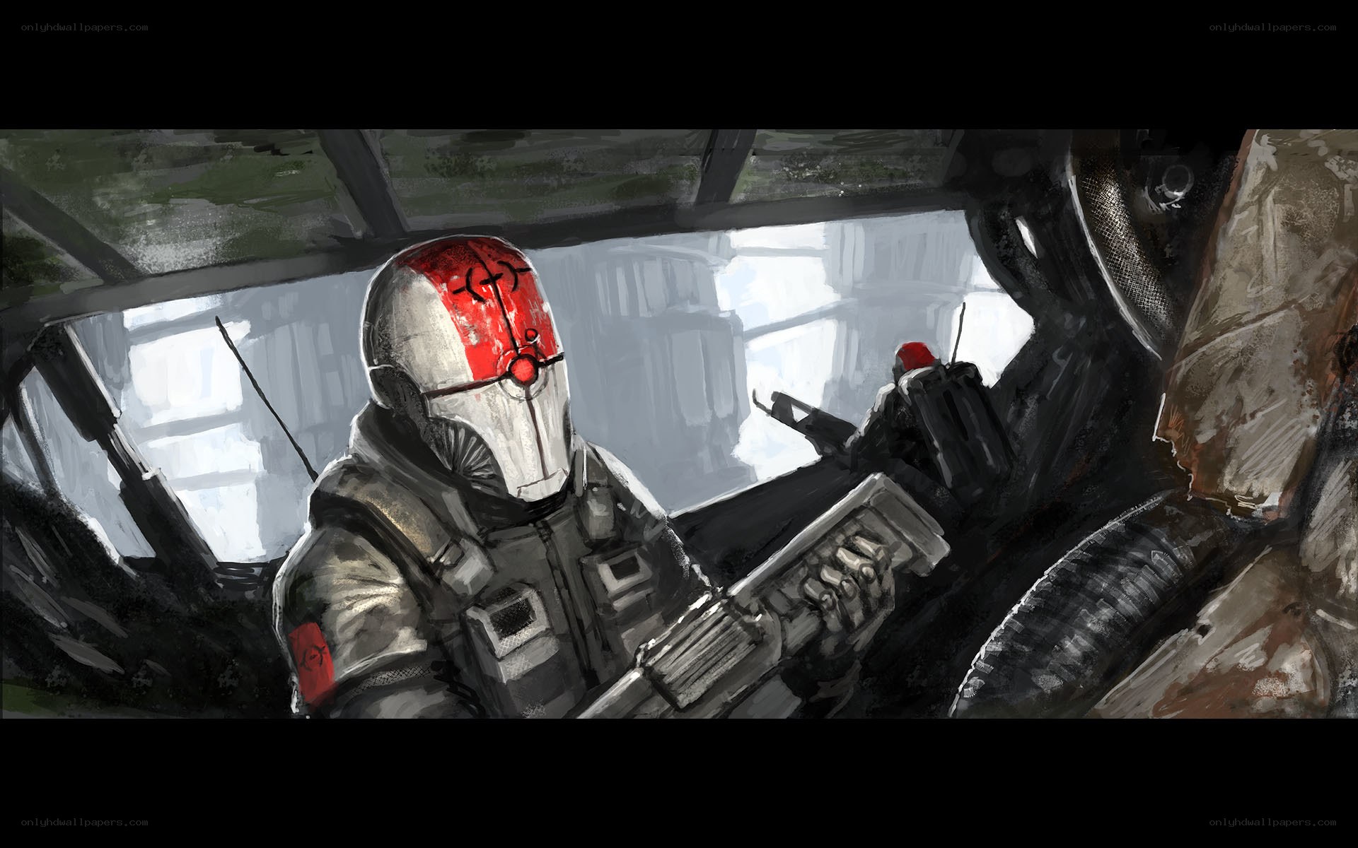 soldier in red helmet