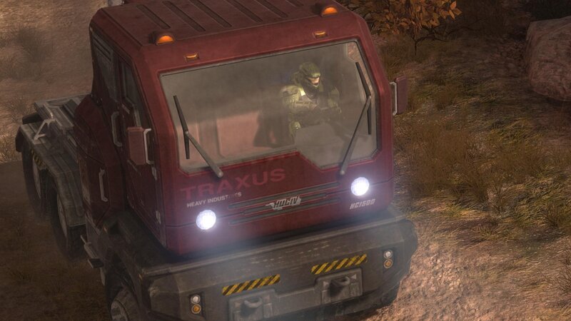 Soldier in Red Truck