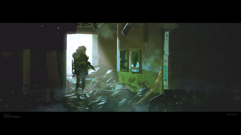 Soldier in Ruined Building — Green