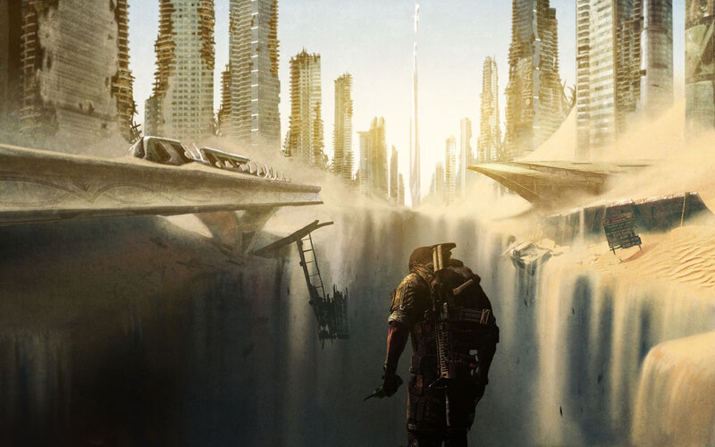 Soldier in Ruined City — Brown, Dramatic, Afternoon