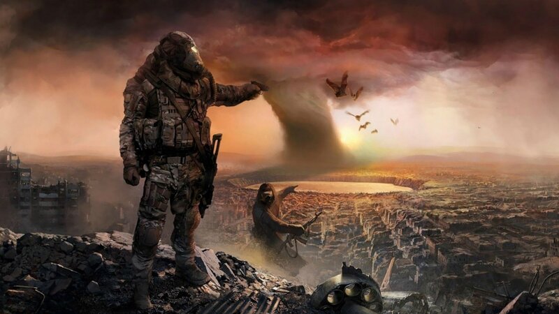 Soldier in Ruined City — Brown, Dramatic, Sunset, Digital Art