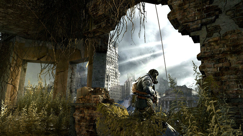 Soldier in Ruined City — Gray, Dramatic, 3d Render