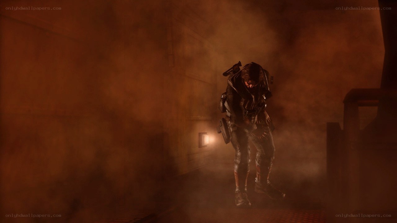soldier in smoky corridor