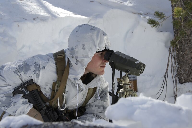 Soldier in snow camouflage