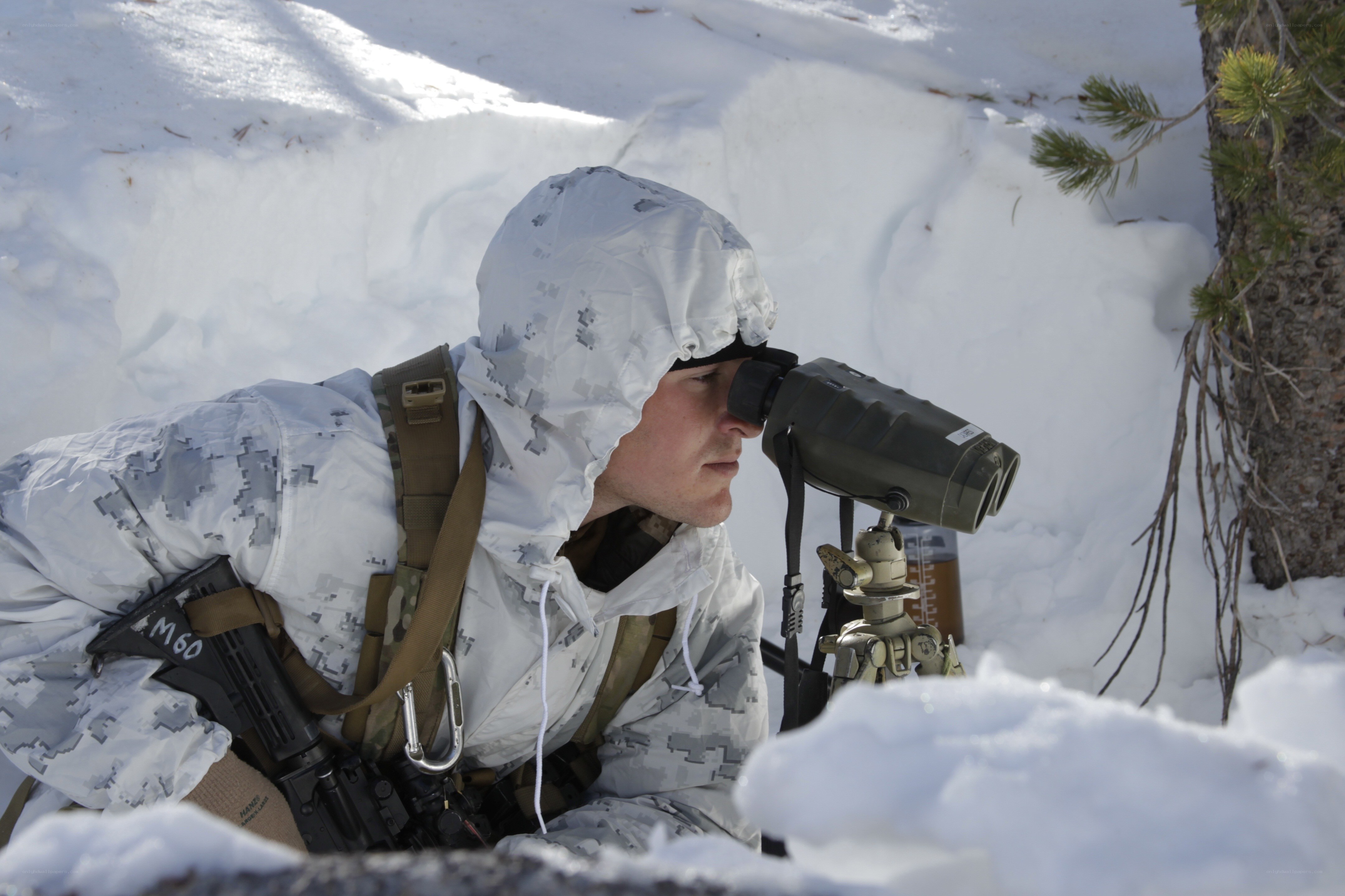 Soldier in snow camouflage