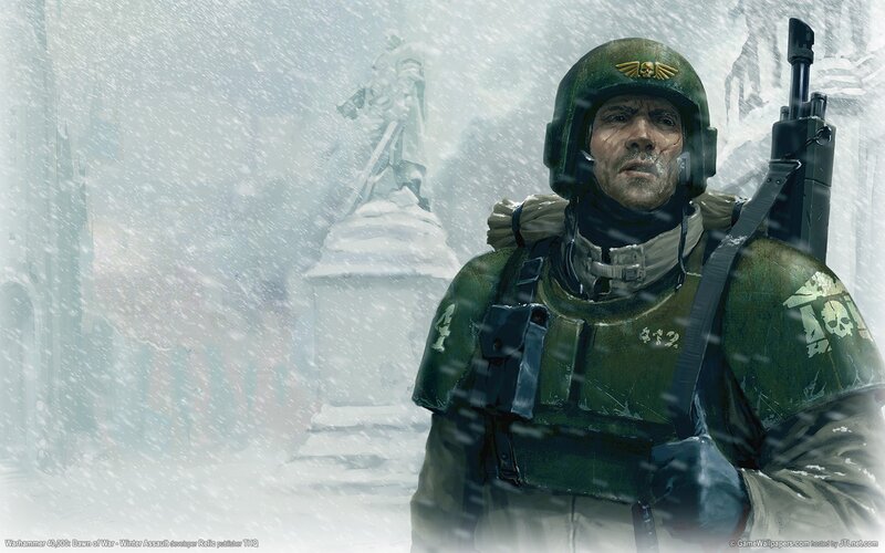 Soldier in Snowstorm — Green, Dramatic