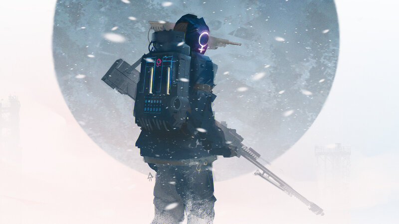 Soldier in Snowstorm — White, Dramatic, Winter