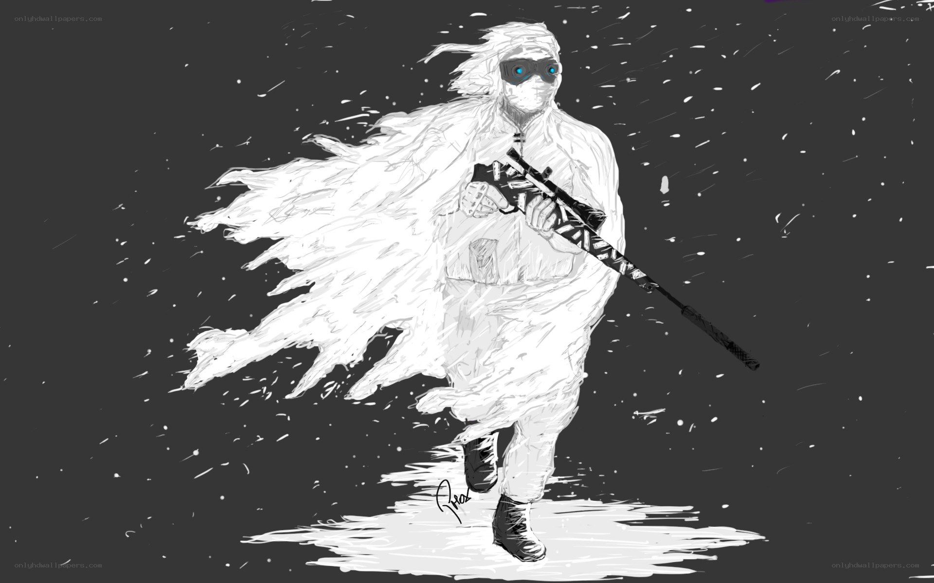 soldier in snowstorm