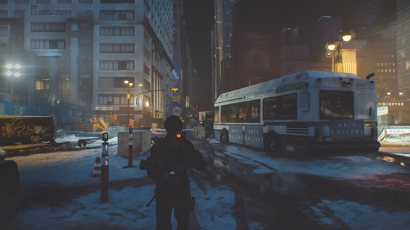 Soldier in Snowy City — Blue