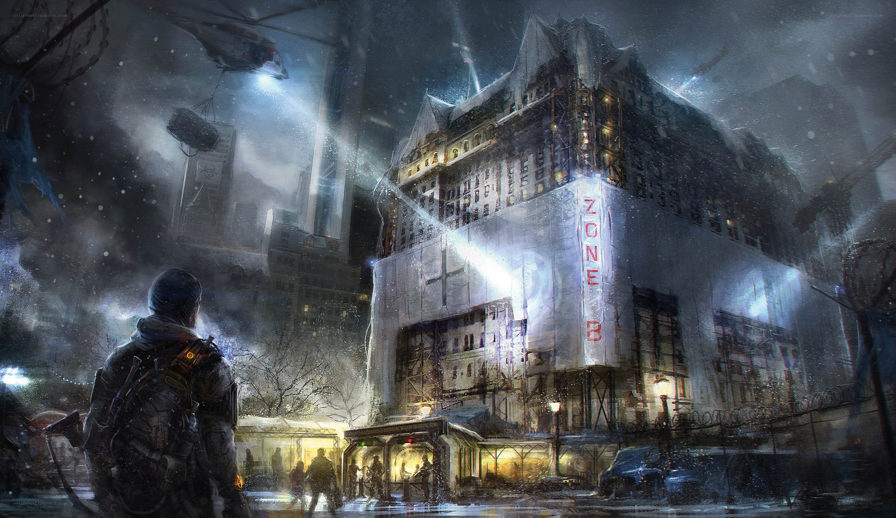 soldier in snowy city zone