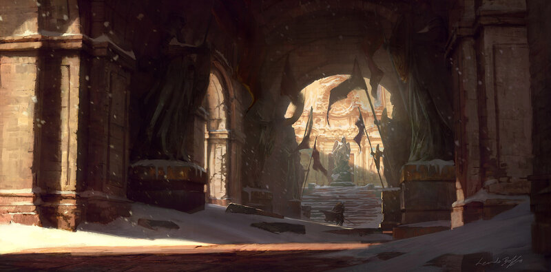 Soldier in Snowy Courtyard — Brown