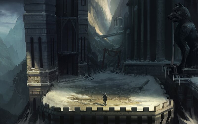 Soldier in Snowy Courtyard