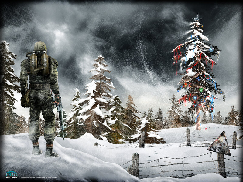 Soldier in snowy forest